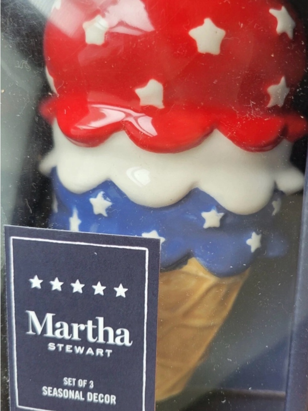 Martha Stewart July 4th Patriotic Stars & Stripes Ceramic Ice Cream Cones NIB - Picture 11 of 11